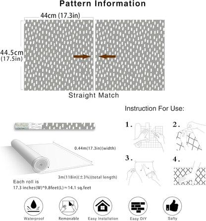 HAOKHOME Peel and Stick Wallpaper Boho Modern Dots Wall Paper Removable for Bathroom Caramel/White Contact Paper 17.3in x 9.8ft