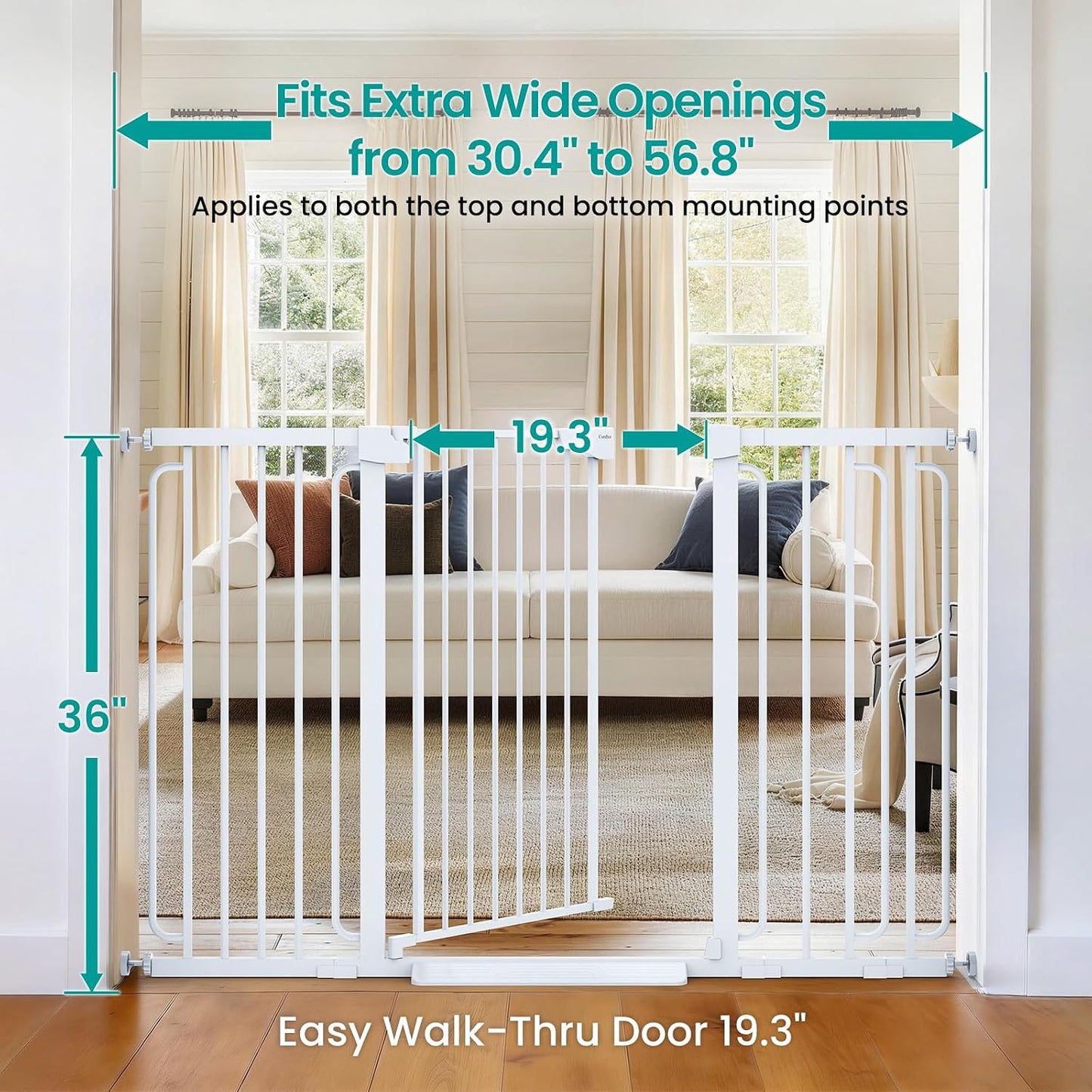 Cumbor 30-46" Baby Gate for Stairs, Mom's Choice Awards Winner-Auto Close Dog Gate for The House, Gifts for Mom, Easy Install Pressure Mounted Pet Gates for Doorways, Black