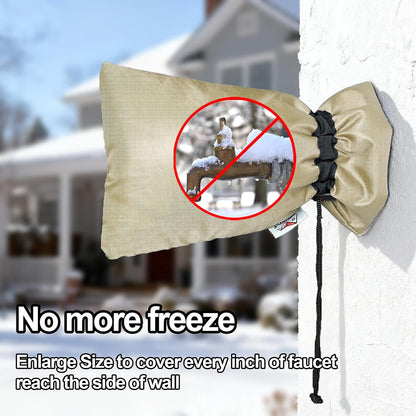 Enlarge Outdoor Faucet Cover for Winter Freeze Protection, 3M Thinsulate, 10”H x 6.3”W Hose Bib Covers for Wall Taps Outside, Waterproof & Frost Free Insulated Spigot Cover, 2 Pcs Faucet Socks - Black