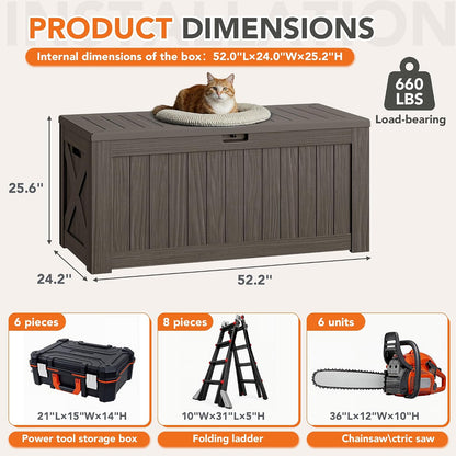 32 Gallon Deck Box Outdoor Indoor Waterproof Storage Box for Patio Furniture, Pool Accessories, Garden Tools, and Cushion Storage, Black