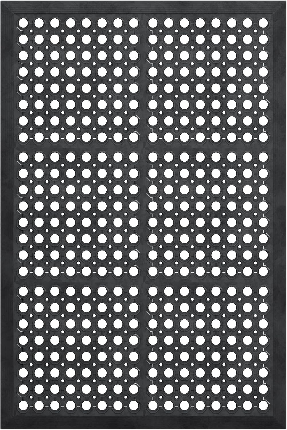 Ottomanson Waterproof Rubber Outdoor Doormat – Heavy-Duty Non-Slip Rubber Floor Mat with Ridge Scraper Pattern, All-Weather Front Door Entry Mat for Mud & Dirt Control – 24" x 36", Black