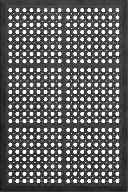 Ottomanson Waterproof Rubber Outdoor Doormat – Heavy-Duty Non-Slip Rubber Floor Mat with Ridge Scraper Pattern, All-Weather Front Door Entry Mat for Mud & Dirt Control – 24" x 36", Black