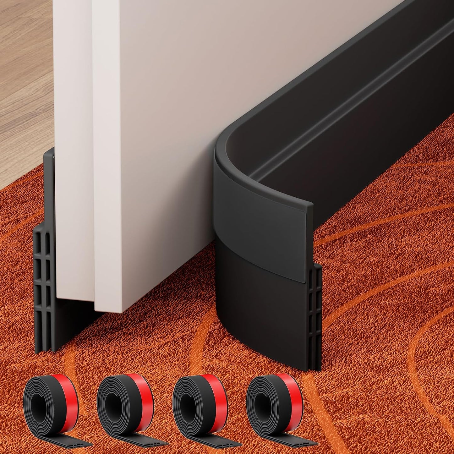 GroTheory 2 Pack Door Draft Stopper, Under Door Sweep for Exterior & Interior Doors, Weather Stripping Door Seal, Garage Window Blocker Noise Cold Air Insulation, Draft Guard Grey 2" W x 39" L