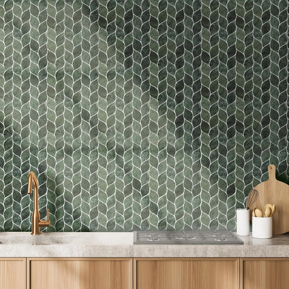 Tilingview 10 Pcs Vinyl Leaf Peel and Stick Tile for Kitchen Backsplash, Premium Self-Adhesive Tiles Plastic Wall Stickers Art Mosaics (Blue Gray)