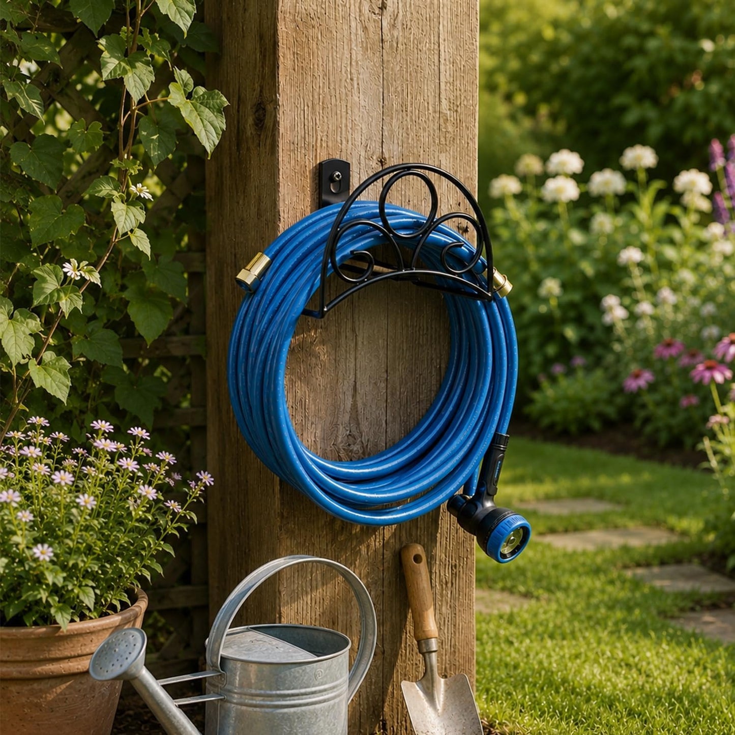 Metal Garden Hose Holder Wall Mounted Water White Hose Holder for Water Hose Extension Cords