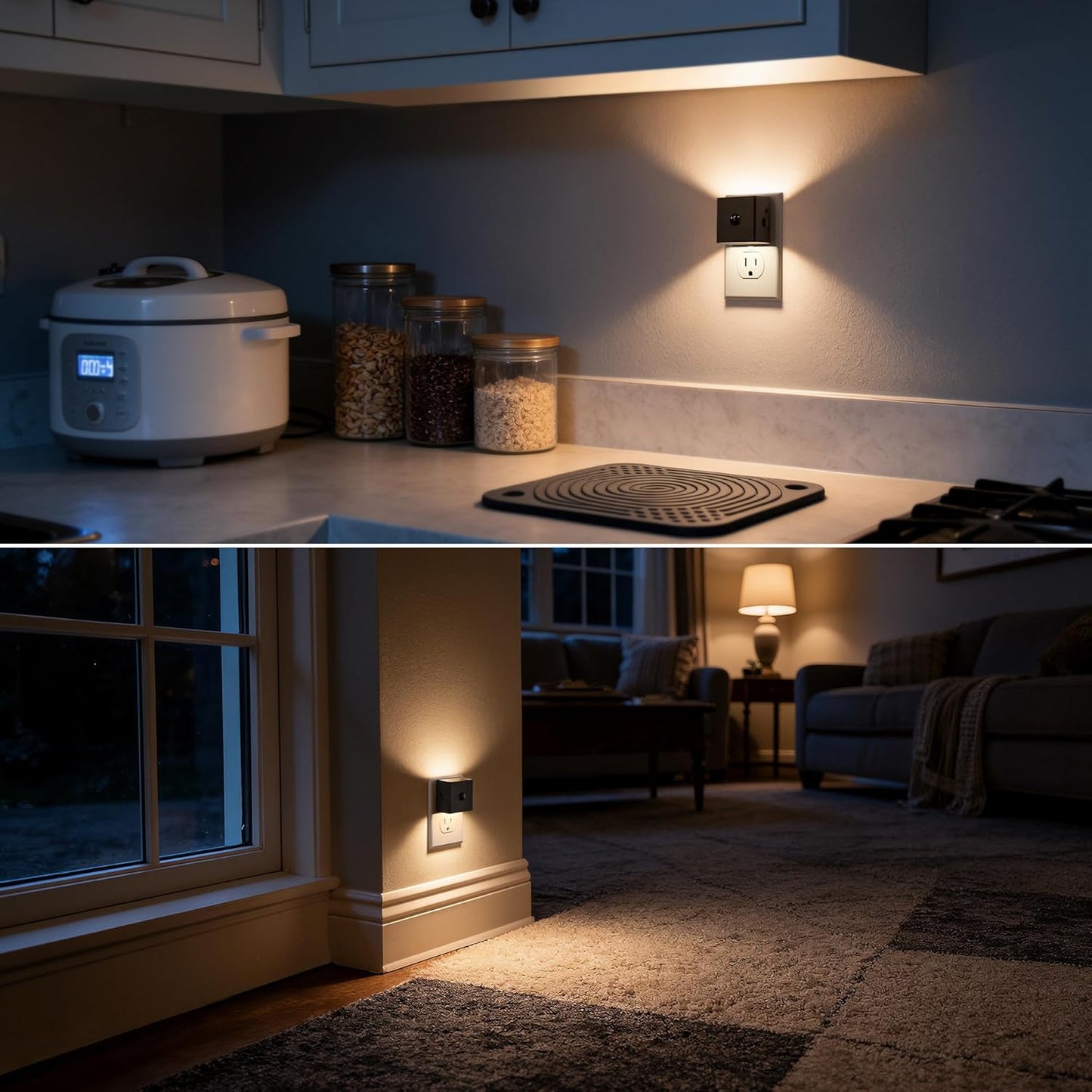 DORESshop LED Motion Sensor Night Light [2 Pack], Plug in Night Light, Dusk to Dawn Night Light Motion Sensor, 3 Level Brightness Adjustable Night Lights for Adults, Bedroom, Bathroom, Hallway, 3000K