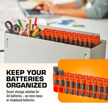 AA Battery Storage Caddy by Storacell, Yellow - Holds 24 Batteries (Not Included)