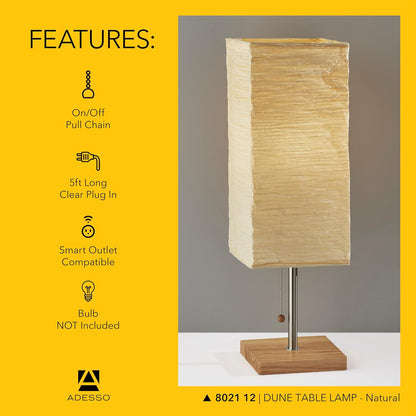 Adesso Three Light Floor Lamp – Natural Wood Base & Adjustable Brightness – Perfect Lighting for Bedroom, Living Room and Corner Decor, Beige