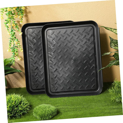 Ipetboom 2Pcs Boot Trays for Entryway Indoor Use 13.97X10.82X1.18In Lightweight Plastic Shoe Mat Tray with Raised Edge Multi-Purpose Wet Boot Holder for Mudroom and Outdoor Protection Easy to Clean