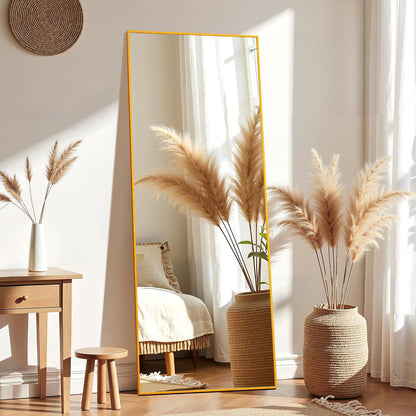 Mirror Full Length, 71 x 26 Inches Floor Mirror with Stand, XX-Large Arch Gold Mirrors for Bedroom, Dressing Room, Home Decor, Gold