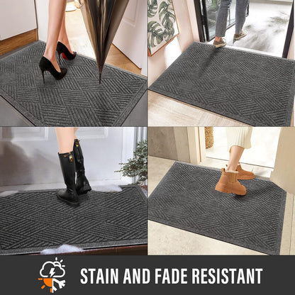 HIYARD Sturdy Front Door Mat, Absorbent Muddy Dirt Resist Welcome Door Mats Outdoor Indoor, Stain and Fade Resistant, Non-Slip Rubber Backing Low Profile Doormat for Entryway, 30×17, Beige