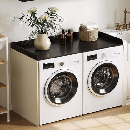 ChooChoo 2-Tier Washer Dryer Countertop with Adjustable Shelf, Spacious Laundry Room Storage for Folding Clothes and Efficient Organization, Walnut