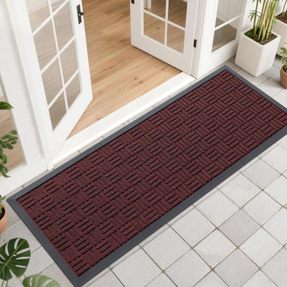OLANLY Front Door Mat Outside Entrance 29.5x17, Absorbent, Heavy Duty Sturdy Natural Rubber Doormat Indoor Outdoor, Stain and Fade Resistant, Non-Slip Backing Low Profile Floor Mat for Entryway, Grey