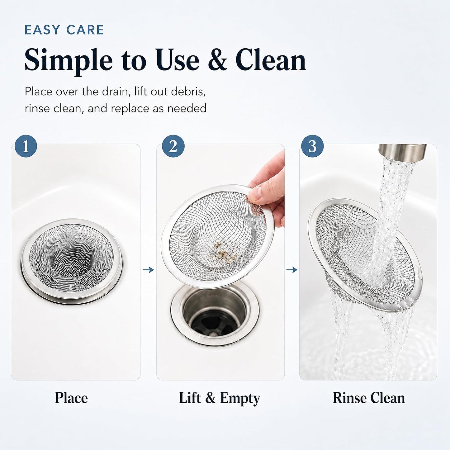 Kingrol 50 Pack 2-3/4 Inch Stainless Steel Sink Strainers, Small Mesh Drain Strainer Baskets for Kitchen Sink, Bathroom Sink, Bathtub, Laundry, Floor Drain and Utility Sink