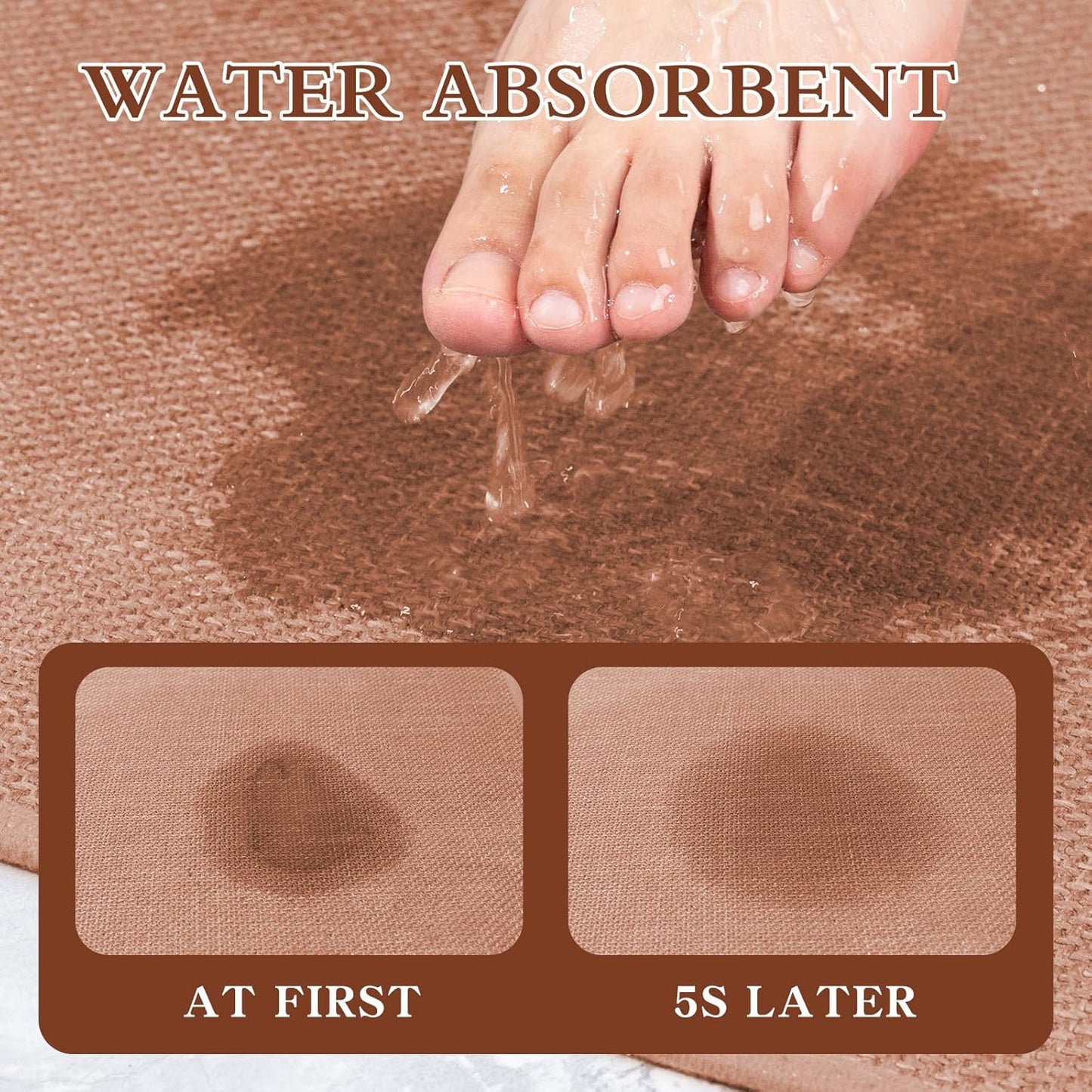 chakme Bathroom Rugs Mat 24x17, Ultra Thin Non Slip Bath Mat Small Quick Dry Absorbent Bath Mat for Bathroom Floor, (Dark Beige, 24"x17")