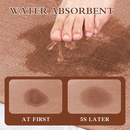 chakme Bathroom Rugs Mat 24x17, Ultra Thin Non Slip Bath Mat Small Quick Dry Absorbent Bath Mat for Bathroom Floor, (Dark Beige, 24"x17")