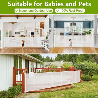 Newly Enhanced - 42" Tall × 120" Extra Wide Retractable Baby Gate Keeps Pets from Getting Under Tall Dog Gate, Indoor/Outdoor Baby Gates for Dogs, Retractable Dog Gate for Large Openings, White