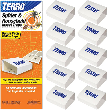 TERRO T3206SR Non-Toxic Indoor Spider, Ant, Cockroach, Centipede, & Insect Traps - Includes 12 Bug Traps Indoor for Homes
