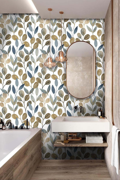 Magnolia Floral Leaf Peel and Stick Wallpaper Vintage Contact Wall Paper Modern Botanical Self Adhesive Vinyl Removable Renter Friendly Leaves Wallpaper 17.7in x 6.6ft