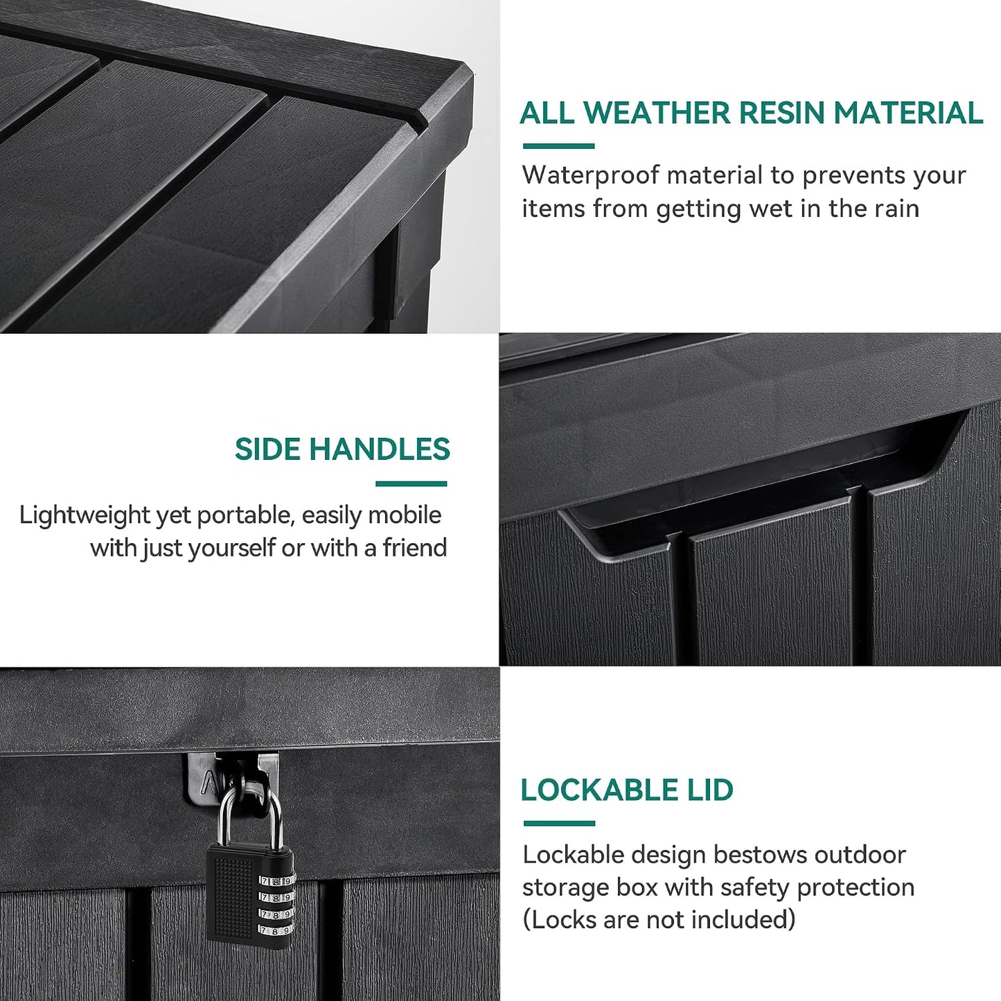 YITAHOME 31 Gallon Outdoor Storage Deck Box | Waterproof Resin Package Delivery and Storage Box with Lockable Lid for Patio Furniture Cushions, Pool Accessories, Garden