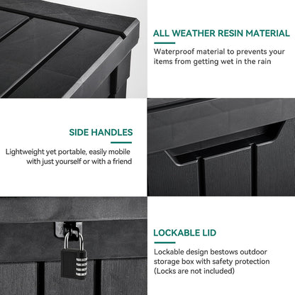 YITAHOME 31 Gallon Outdoor Storage Deck Box | Waterproof Resin Package Delivery and Storage Box with Lockable Lid for Patio Furniture Cushions, Pool Accessories, Garden