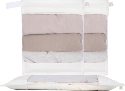 Cotton Mesh Laundry Bags, Set of 4, Dye-Free Natural Delicate Wash Bags with Hidden Zipper, Machine Washable for Bras, Lingerie & Sensitive Fabrics, Available in XXL/XL/L/M
