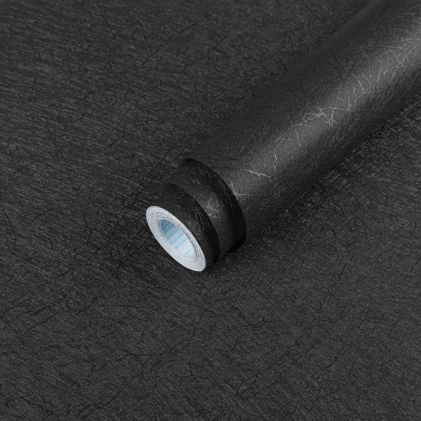 15.7" X 118" Black Silk Wallpaper Embossed Self Adhesive Peel and Stick Wallpaper Contact Paper Removable Waterproof Kitchen Vinyl Wrap Cabinet Furniture Textured Renter Friendly Wall Gift Paper