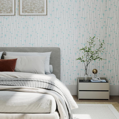 Modern Peel and Stick Wallpaper 17.3" x 80" White Wall Paper Peel and Stick Boho Birch-Twig Stripe Contact Paper Removable Self Adhesive Wallpaper for Bathroom Bedroom Shelf Cabinet Decor Vinyl