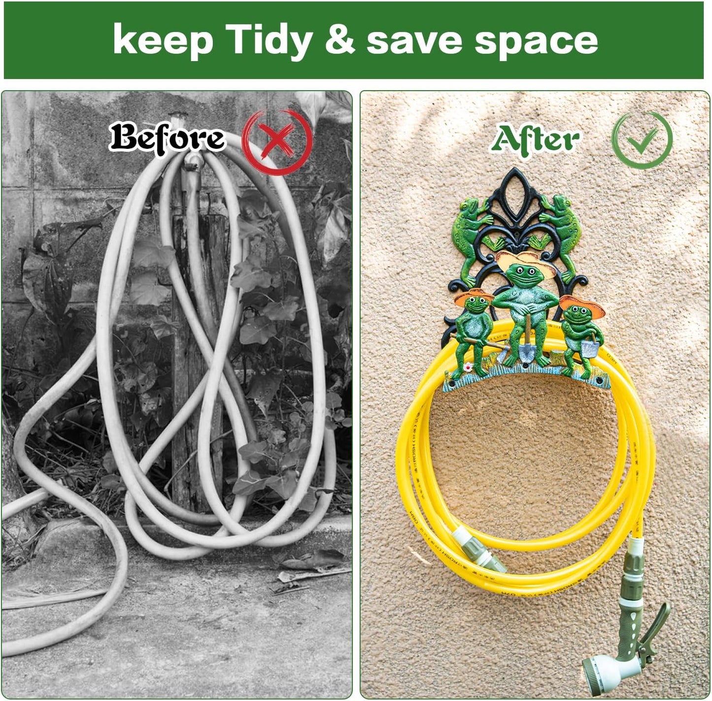 Sungmor Heavy Duty Cast Iron Hose Holder,Garden & Yard Decorative Birds Wall Mounted Hose Butler,Water Pipe Holds,Rack,Hanger,Antique Wall Decorations