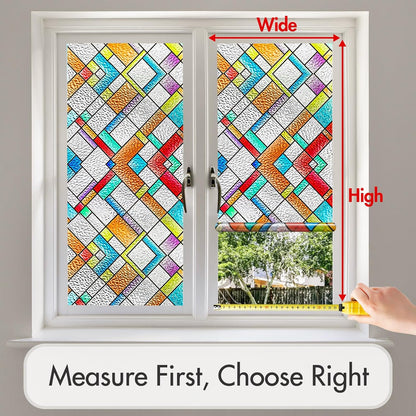SUNBABY Reeded Glass Window Privacy Film, Frosted Glass Window Film for Bathroom & Front Door, Static Cling Decorative 3D Window Stickers Day and Night Privacy Sun Heat Blocking (17.5 x 78.7 Inch)