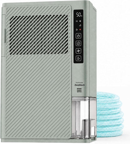 AEOCKY 10 Pints/Day Small Rotary Desiccant Dehumidifier, 1000 Sq.Ft Hands-Free Drainage with Drain Hose for Bathroom Bedroom RV Closet Laundry Room, Never Frost, Humidistat, 85oz Tank, Quiet