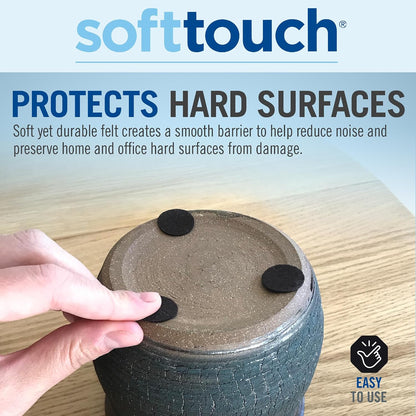 SoftTouch 1.5" Round Reusable Felt Furniture Sliders for Hard Surfaces, Noise-Reducing Adhesive Moving and Protective Pads for Cabinets, Chairs, Tables & Decorative Items Set of 48, Brown