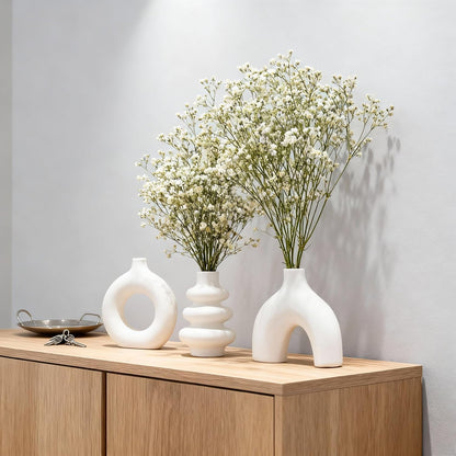 Ceramic 3 Pcs Vase Set,Modern Home Decor Table Centerpiece,Minimalist Nordic Vases, Wedding, Living Room, Bookshelf, Office, Modern Home, Entryway Boho Decor (D)