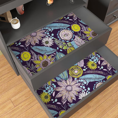 Blue Wallpaper Peel and Stick,Vintage Boho Floral Contact Paper 17.5" x 118", Retro Botanical Flower Wall Paper Self Adhesive Removable Waterproof for Walls Shelves Cabinet Table (Blue,Yellow, Green)