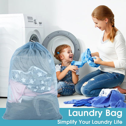 2 Pack Mesh Laundry Bags, 23 x 34 Inches Heavy Duty Mesh Laundry Bag, Large Laundry Drawstring Bag for College, Dorm, Travel, Family and Apartment Dwellers, Black