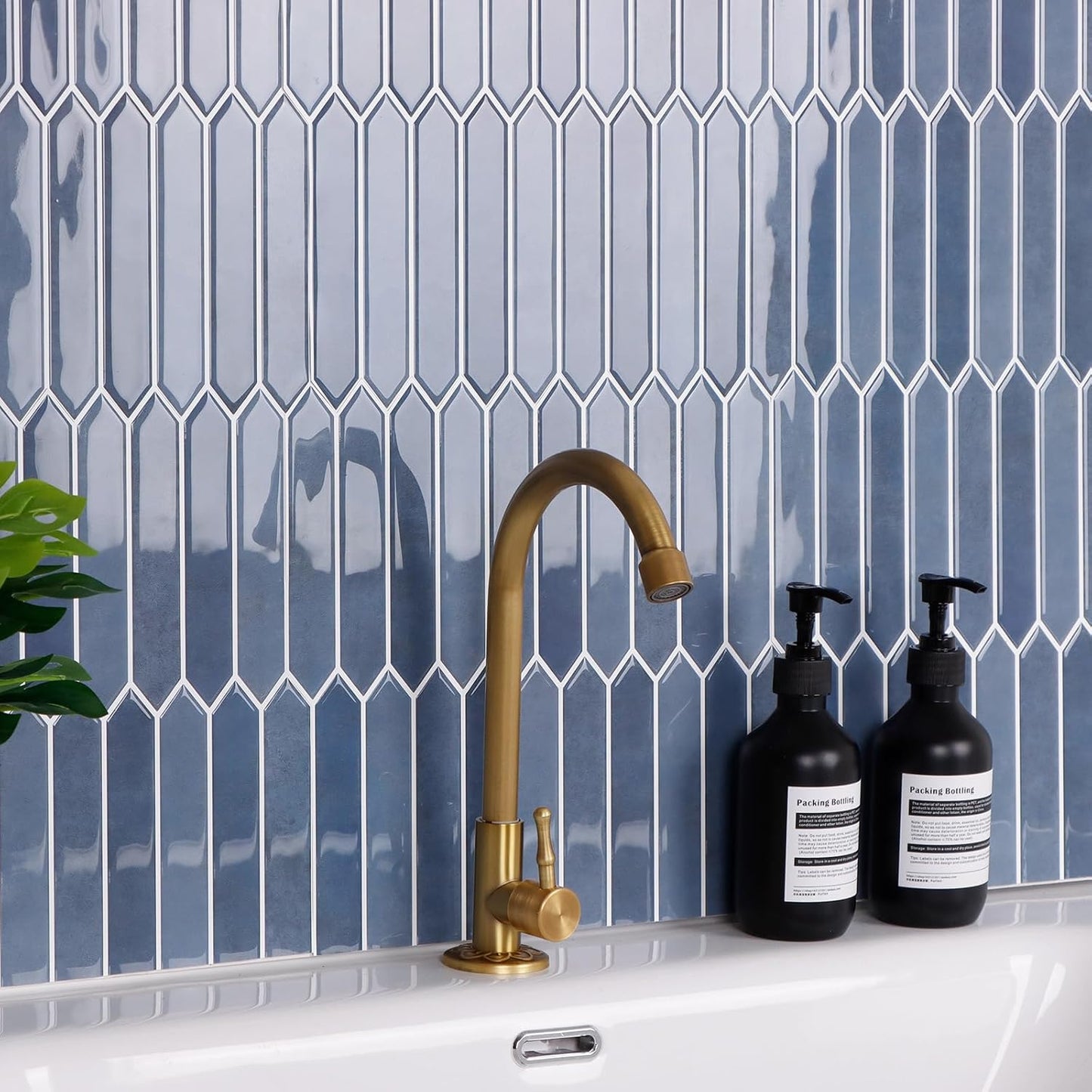 10-Sheet Peel and Stick Backsplash Tile, Self-Adhesive Gray Long Hexagon Wall Tiles, Stick on Backsplash for Kitchen, Bathroom, Fireplace, RV, Thicker Design(12"×12").