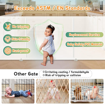 200'' Retractable Baby Gates Extra Wide,34" Tall Retractable Dog Gate for Doorways,Extra Long Retractable Baby Gate for Stairs,Kitchen,Indoor/Outdoor Retractable Gate with Fiberglass Reinforcement Rod
