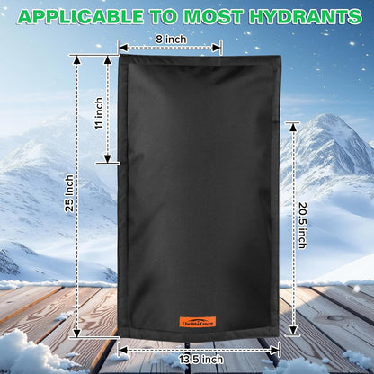 Outdoor Faucet Cover - 25"H x 13.5"W - Black, Hydrant Cover Freeze Protection for RV Park, Yard Hydrant & Sprinkler Systems, Winter & Summer Faucet Insulation