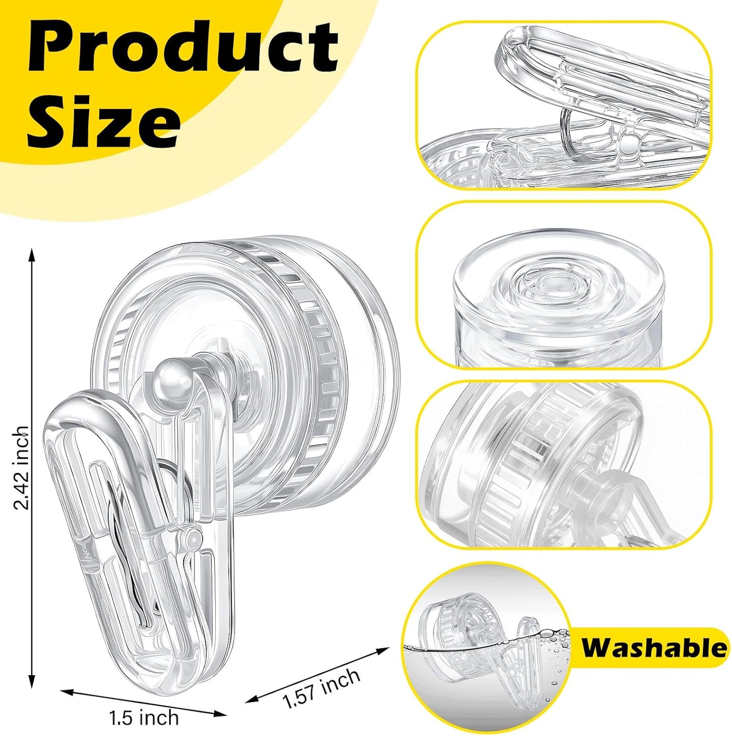 Geelin Dish Glove Clip with Suction Cup Easy Install Removable Transparent Plastic Wall Mounted Hook for Kitchen Use Space-Saving Washable Design for Dish Gloves Towels(2 Pcs)