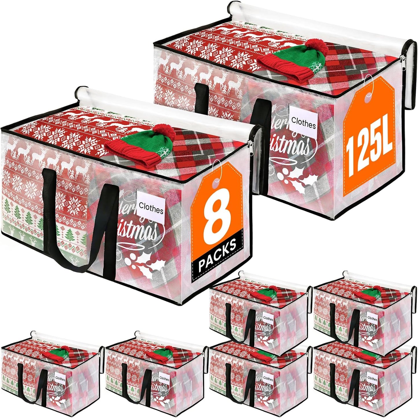 RoomHacks Heavy Duty Clear Moving Bags with Reinforced Handle and Double Zipper, Storage Totes, Packing Bags Alternative to Moving Essential and Supplies Box, Clear, Large, 6 Packs