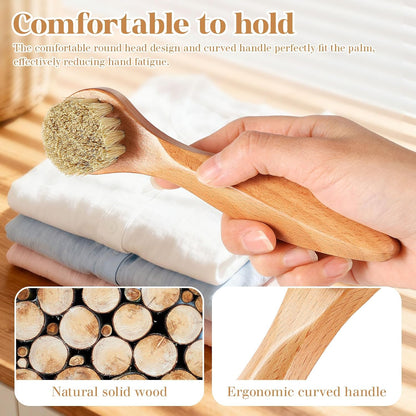 3 Pcs Wood Laundry Stain Brush Stain Remover Brushes with Boar Bristle Small Stain Brush for Clothes for Scrubbing Stains from Furniture Fabric Leather(3 Pcs C)