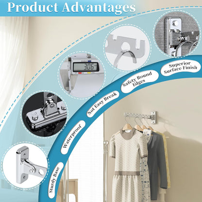 Alise Clothes Drying Racks Wall Mounted Coat Hangers,Black,2 Pcs | Foldable Hangers Clothes Hook Closet Storage Organizer,Swivel Space Saving Clothes Hanger Rack for Bedroom Bathroom Laundry
