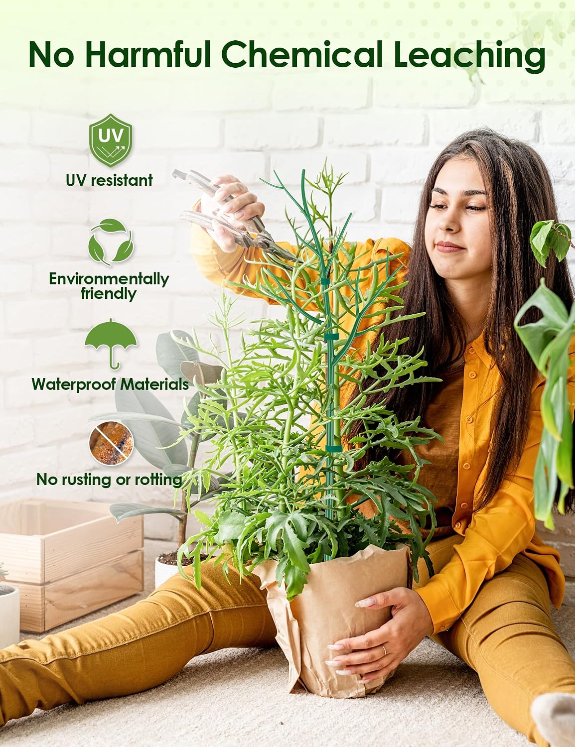 NiHome Comprehensive Plant Support Stake Set of 6 - Durable, UV Resistant 39.5" Stakes with Extension Poles, Orchid Clips & Plant Ties for Climbing Indoor & Outdoor Plants, Monstera, Pothos & More