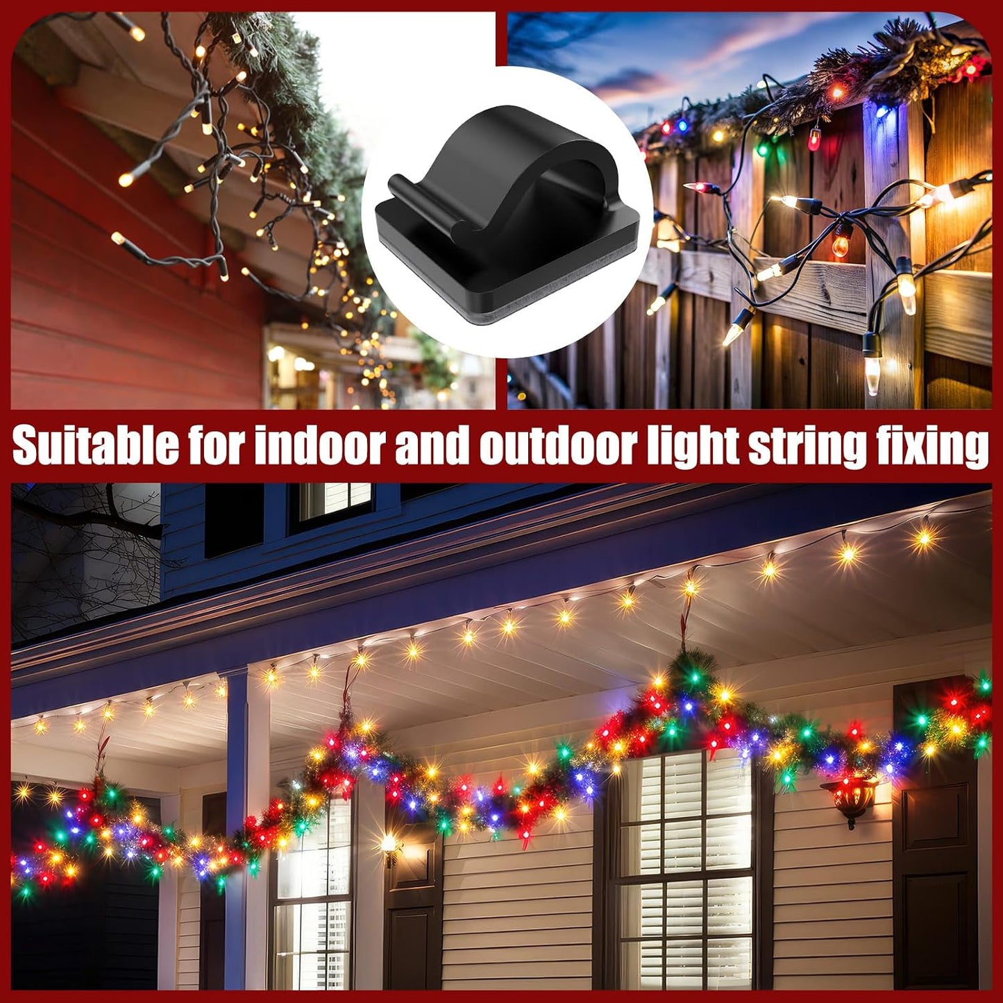 Blulu 100 Pcs Adhesive Cable Wire Clips, Outdoor Light Clips, Cord Management Wire Organizer Cord Holder for Holiday String Lights, Under Desk, Car, Wall, TV PC Ethernet Cable(Small,Clear)