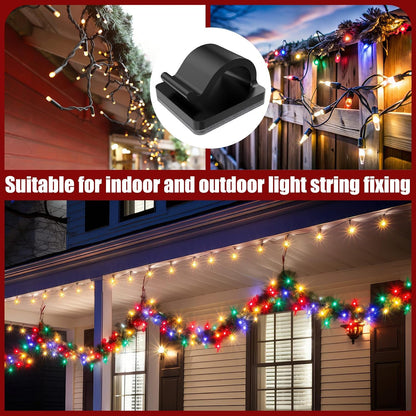 Blulu 100 Pcs Adhesive Cable Wire Clips, Outdoor Light Clips, Cord Management Wire Organizer Cord Holder for Holiday String Lights, Under Desk, Car, Wall, TV PC Ethernet Cable(Small,Clear)