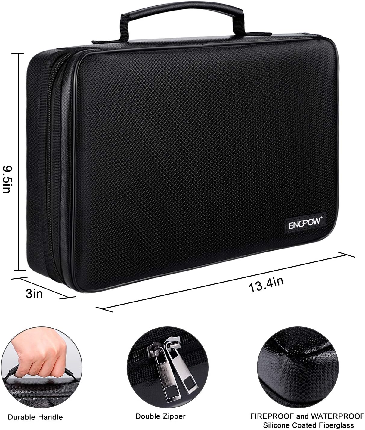 ENGPOW Battery Organizer, Fireproof Battery Organizer Storage Case with Tester (BT168),Water-Resistant Explosionproof Battery Holder Box with Cover and Zipper, Holds 220+ AA AAA C D 9V Batteries