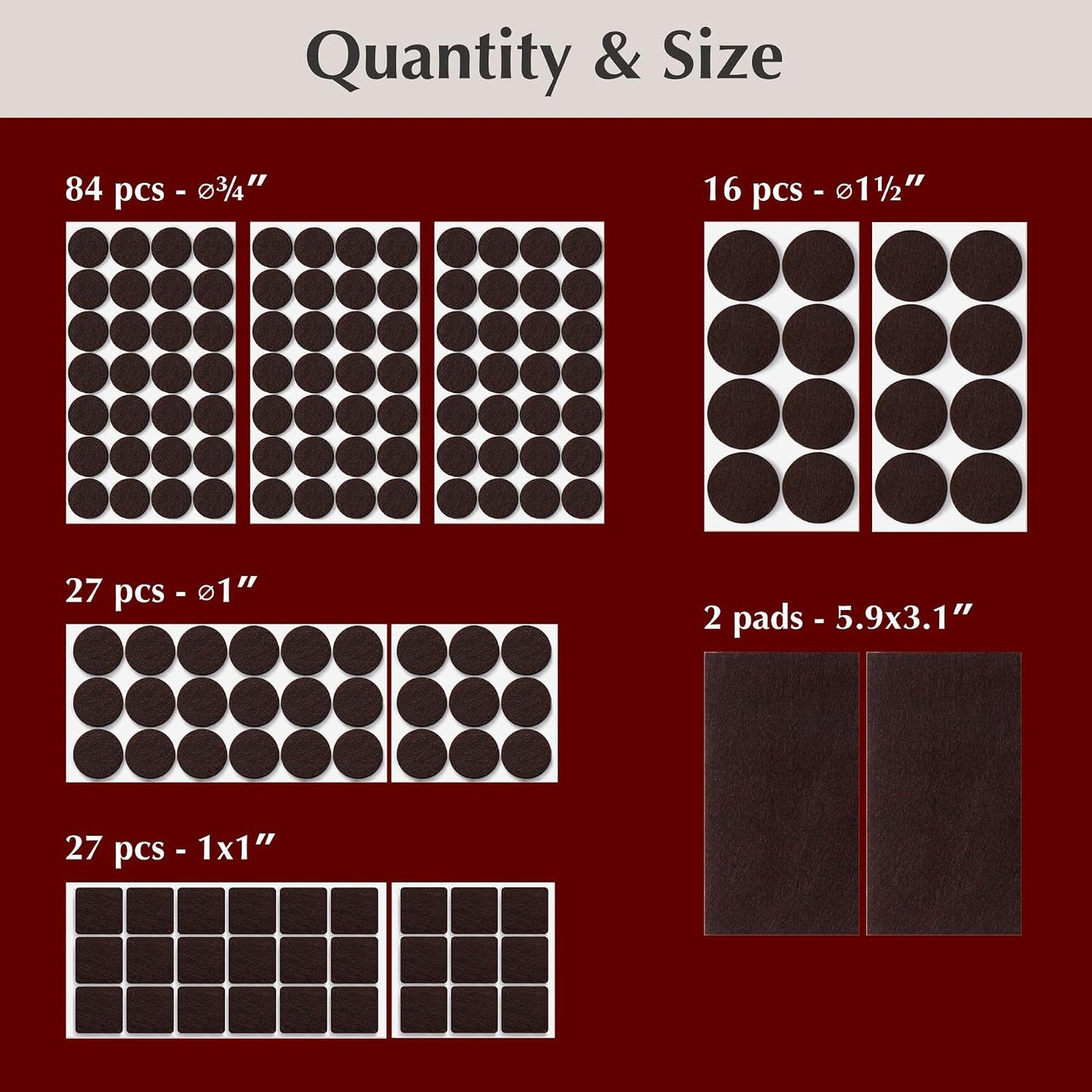 Felt Furniture Pads - Chair Leg Floor Protectors for Hardwood Floors - Felt Pads for Furniture - Furniture Sliders - Furniture Legs - 156 pcs - Black