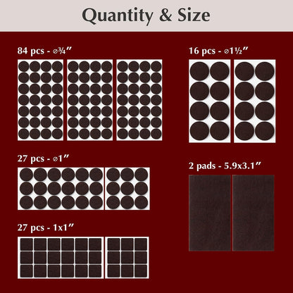 Felt Furniture Pads - Chair Leg Floor Protectors for Hardwood Floors - Felt Pads for Furniture - Furniture Sliders - Furniture Legs - 156 pcs - Black