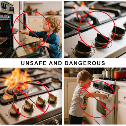 Stove Knob Safety Covers for Child (5 + 1 Pack), Upgraded Universal Size Press Gas Stove Covers with Adhesive,Water/Oil/High-Temp Resistant - Home Kitchen Safety for Kids & Pets