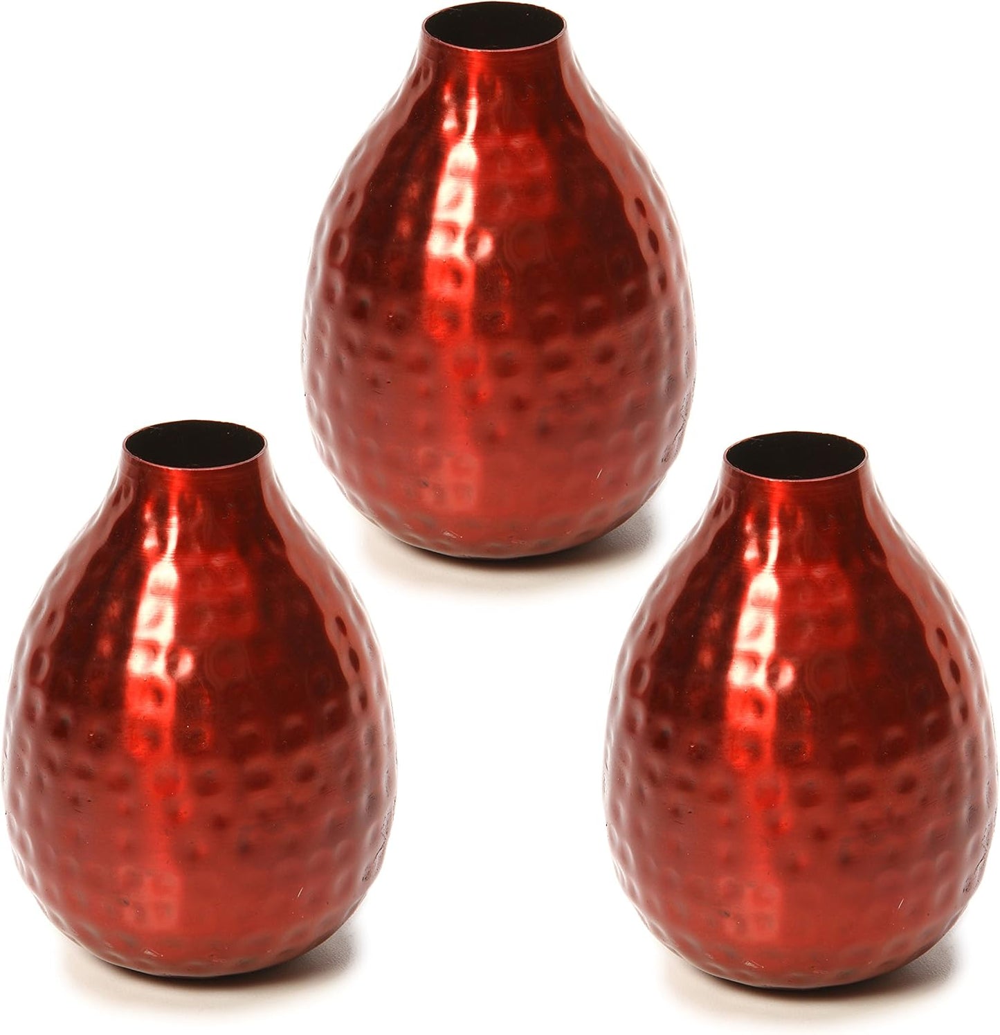 Hosley Small Cream Metal Tote Vase – Set of 4, 4.5" Long Decorative Mini Vases for Dried Floral Arrangements, Coffee Tables, Side Tables & Home Décor Accents